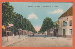 D62 - ARQUES - BOULEVARD DE LA LIBERTÉ - Cycliste - Calèche - Carte Colorisée - Arques