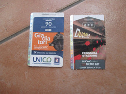 NEW Napoli Unico 1,60 Euro GLADIATORI + 1,10 Euro Duomo Linea 1 Prossima Stazione  Used Tickets - Europe