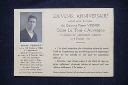 MILITARIA - Carte Souvenir Anniversaire Offerte Aux Gardes Du Quartier Vanier De Casablanca En 1943 - L 106128 - Documents