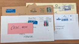 COVER LETTRE LETTER FRANCE ROYAL MAIL REINE ELISABETH QUEEN LOT 4 COVERS EUROPE - Cartas & Documentos