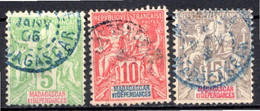 MADAGASCAR (Colonie Française) - 1900-06 - N° 42A à 44 - (Lot De 3 Valeurs Différentes) - Used Stamps