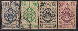 4v France, French India 1942, Used + MNH, Lotus, Flower, Plant, Christianity Holy Cross, - Used Stamps