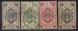 4v France, French India 1942, Used + MNH, Lotus, Flower, Plant, Christianity Holy Cross, - Used Stamps