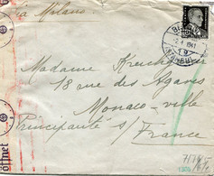 TURQUIE LETTRE CENSUREE DEPART ISTAMBUL 2-4-1941 POUR MONACO - Storia Postale