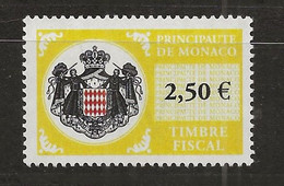 TIMBRES FISCAUX DE MONACO SERIE UNIFIEE N° 119 2F50 Jaune  Neuf Gomme Mnh (**) - Fiscales