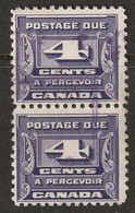 Canada 1933 Sc J13 Mi P13 Yt T12 Postage Due Pair Used - Segnatasse