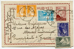 TURQUIE ENTIER POSTAL AVEC AFFRANCHISSEMENT COMPLEMENTAIRE DEPART SILSI 11-?-1946 POUR MONACO - Storia Postale