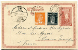 TURQUIE ENTIER POSTAL AVEC AFFRANCHISSEMENT COMPLEMENTAIRE DEPART ULUKOY 2-8-1933 POUR MONACO - Storia Postale