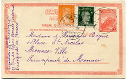 TURQUIE ENTIER POSTAL AVEC AFFRANCHISSEMENT COMPLEMENTAIRE DEPART ISTAMBUL 30-9-1934 POUR MONACO - Storia Postale