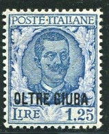 OLTRE GIUBA 1926 SOPR."OLTRE GIUBA"  1,25 ** MNH CENTRATISSIMO - Oltre Giuba