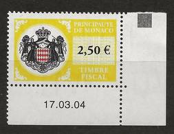 TIMBRES FISCAUX DE MONACO SERIE UNIFIEE N°119 2F50 Jaune   Coin Daté Du 17 3 04 Neuf Gomme Mnh (**) - Fiscales