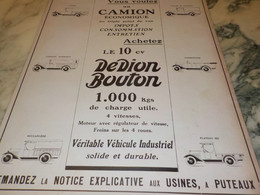 ANCIENNE PUBLICITE UN CAMION ECONOMIQUE DEDION BOUTON  1926 - LKW