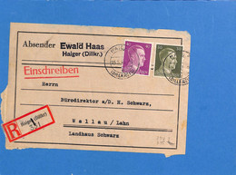 Allemagne Reich 1943 Recto De La Lettre De Haiger (G3255) - Briefe U. Dokumente