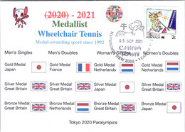 (2 A 9) 2020 Tokyo Paralympic - Medal Cover Postmarked Haymarket - Wheelchair Tennis Men's & Women's - Eté 2020 : Tokyo