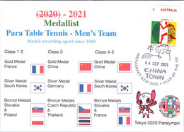 (2 A 9) 2020 Tokyo Paralympic - Medal Cover Postmarked Haymarket - Men's Team Para Table Tennis - Verano 2020 : Tokio