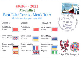 (2 A 9) 2020 Tokyo Paralympic - Medal Cover Postmarked Haymarket - Men's Team Para Table Tennis - Sommer 2020: Tokio