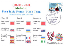 (2 A 9) 2020 Tokyo Paralympic - Medal Cover Postmarked Haymarket - Men's Team Para Table Tennis - Eté 2020 : Tokyo