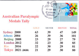 (2 A 9) 2020 Tokyo Paralympic - Australia Medal Tally For Paralympic Games (from 1960 To 2020) Cover - Verano 2020 : Tokio