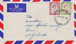 NZ - SWITZERLAND 1955 QEII COMMERCIAL COVER 1/9 RATE - Covers & Documents