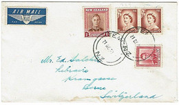 NZ - SWITZERLAND 1953 KGVI & QEII COMMERCIAL COVER 1/9 RATE - Storia Postale