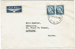 NZ - SWITZERLAND 1955 QEII COMMERCIAL COVER 8d RATE FMB CDS - Covers & Documents