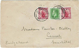 NZ - SWITZERLAND 1923 DOMINION & KGV COMMERCIAL COVER 2.1/2d RATE PUKEKOHE CDS - Brieven En Documenten