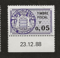 TIMBRES FISCAUX DE MONACO SERIE UNIFIEE N°84  5 C Violet  Coin Daté Du 23 12 88 Neuf Gomme Mnh (**) - Fiscali
