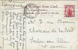NEW ZEALAND - FRANCE MOKAU INLET LAKE WAIKAREMOANA POSTCARD 1911 - Cartas & Documentos