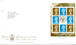 J6038   GB 2003  Machin Fdc Coronation   Bloc Issu De Carnet Avec Carte Souvenir A L Interieur - 2001-10 Ediciones Decimales