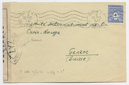 ARC TRIOMPHE 4FR SEUL LETTRE PARIS 45 2 MAI 1945 POUR SUISSE + CENSURE LYZ  AU TARIF - 1944-45 Arc De Triomphe