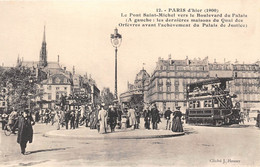 PARIS-L'HIVER 1900, LE PONT SAINT-MICHEL VERS LE BOULEVARD DU PALAIS - Sonstige & Ohne Zuordnung