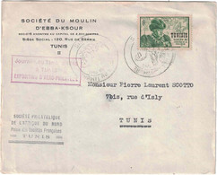 Tunisie - Tunis - Lettre Pour Tunis - Entête Société Du Moulin - Journée Du Timbre 1945 - Expo. D'Aéro-Philatélie - 1945 - Used Stamps