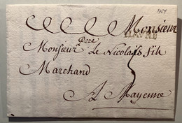 1754 Le HAVRE Lenain 2A Ind 15 Lettre>Mayenne(France 74 Seine Inférieure Marque Postale - 1701-1800: Precursori XVIII