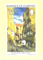 Bailiwick Of Guernsey:Stamp On Postcard, Cow Lane, 1980 - Stamps (pictures)