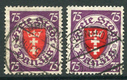 DANZIG 1924-31 Arms Definitive 75 Pf. In Two Shades, Used.. Michel  Spez..  201xa,xb  €30 - Usados