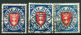 DANZIG 1924-30 Arms Definitive 50 Pf. In Three Shades, Used.. Michel  Spez.  200xa,xb,y  €64 - Gebraucht