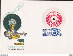 Bhutan FDC 1973 Talking Stamps 8 Ngultrum Gramophone Record First Day Of Issue Cover BHOUTAN - Bhutan