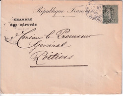 1906 - SEMEUSE - ENVELOPPE De La CHAMBRE DES DEPUTES =>  POITIERS (VIENNE) - 1903-60 Säerin, Untergrund Schraffiert