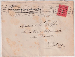 1906 - SEMEUSE / VENDEE - ENVELOPPE De La CHAMBRE DES DEPUTES EXPEDIEE De LA ROCHE SUR YON - 1903-60 Säerin, Untergrund Schraffiert