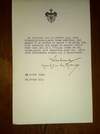 Certificat 12/04/1940 Signé De Vladimir Kirillovitch Romanov Grand Duc De Russie , St Briac - Historical Documents