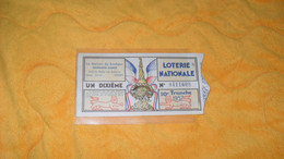 TICKET OU BILLET DE LOTERIE NATIONALE ANCIEN DE 1937../ LA MAISON DU BONHEUR ANGRAND AUBER ROUEN..UN DIXIEME N°0411608.. - Billetes De Lotería