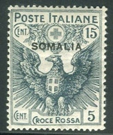 SOMALIA 1916 CROCE ROSSA  15 C. SU 5 C.  * GOMMA ORIGINALE - Somalie
