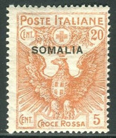 SOMALIA 1916 CROCE ROSSA  20 C. SU 5 C. ** MNH - Somalie