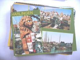 Nederland Holland Pays Bas Harlingen Met Leeuw, Boten En Kanon - Harlingen