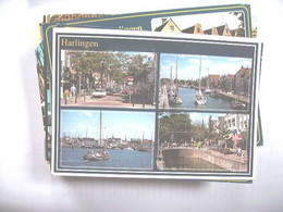 Nederland Holland Pays Bas Harlingen Met Gezellige Straat En Boten - Harlingen
