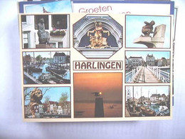 Nederland Holland Pays Bas Harlingen Met Beelden En Meeuw Op Paal - Harlingen