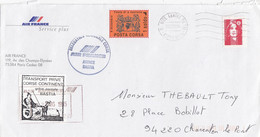 LETTRE. GREVE POSTALE BASTIA. 3 3 1995. TIMBRE N° 18 (SANS FORTIN). AIR FRANCE. TIMBRE FRANCE A NICE - Dokumente