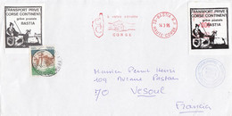 LETTRE. GREVE POSTALE BASTIA. 14 3 1995. 2 TIMBRES N° 18 (AVEC ET SANS FORTIN).  TIMBRE ITALIEN - Documents