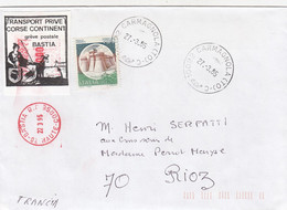 LETTRE. GREVE POSTALE BASTIA. 27 3 1995. TIMBRE N° 18 (AVEC  FORTIN).  TIMBRE D'ITALIE A CARMAGNOLA - Documents