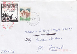 LETTRE. GREVE POSTALE BASTIA. 21 3 1995. TIMBRE N° 18 (AVEC  FORTIN).  TIMBRE D'ITALIE A CARMAGNOLA - Documents